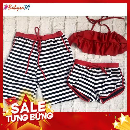 ⚡SALE 30%⚡ Set quần đôi nam nữ kèm áo đỏ mặc đi bơi đi biển đi chụp ảnh (Đảm bảo 100% như hình) - Hàng nhập khẩu