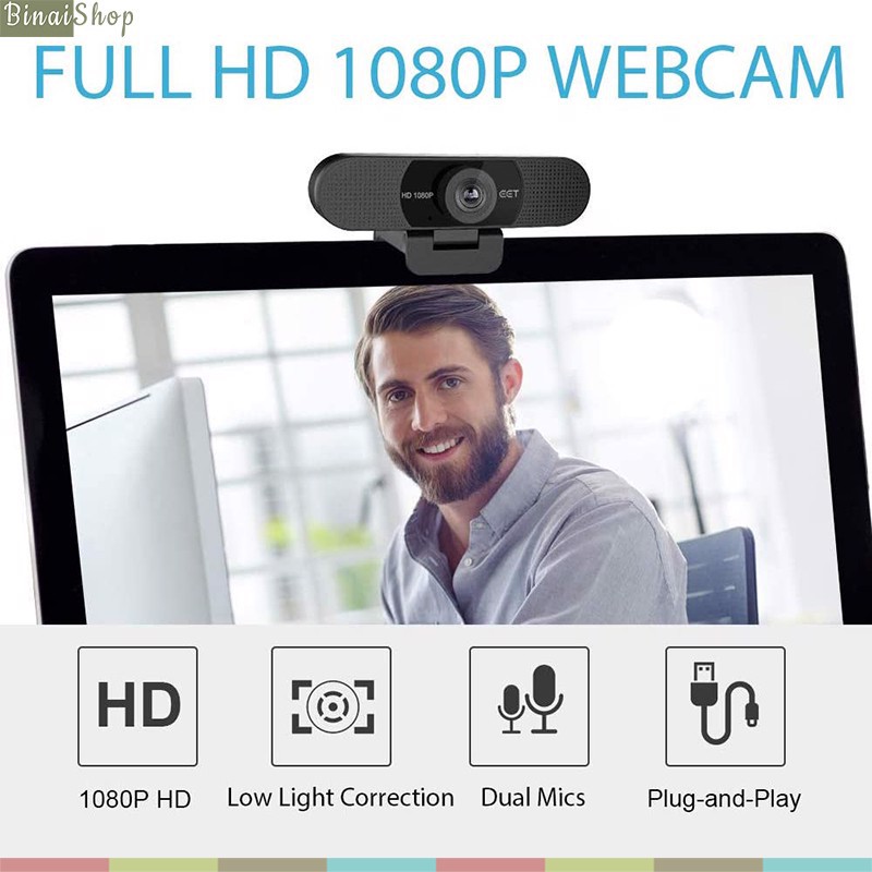 Webcam Họp Trực Tuyến Góc Rộng 90* Emeet C960 (Full HD1080P, Tự Động Lấy Nét Và Căn Chỉnh Ánh Sáng0 | BigBuy360 - bigbuy360.vn