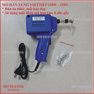 Mỏ hàn xung công suất lớn 150w - 220v. tặng kèm 5 mũi hàn bằng đồng đỏ mạ hợp kim. ký hiệu viettiep. shop bách khoa