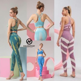 Bộ tập gym nữ , set tập gym vân mây , thun dệt sẵn mút đẹp ་