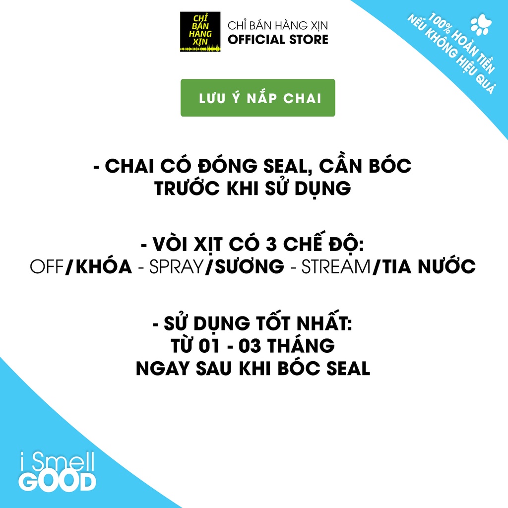 Khử mùi nước tiểu, mùi chất thải,khử mùi bồn cầu, nhà vệ sinh công cộng I SMELL GOOD - 300ml