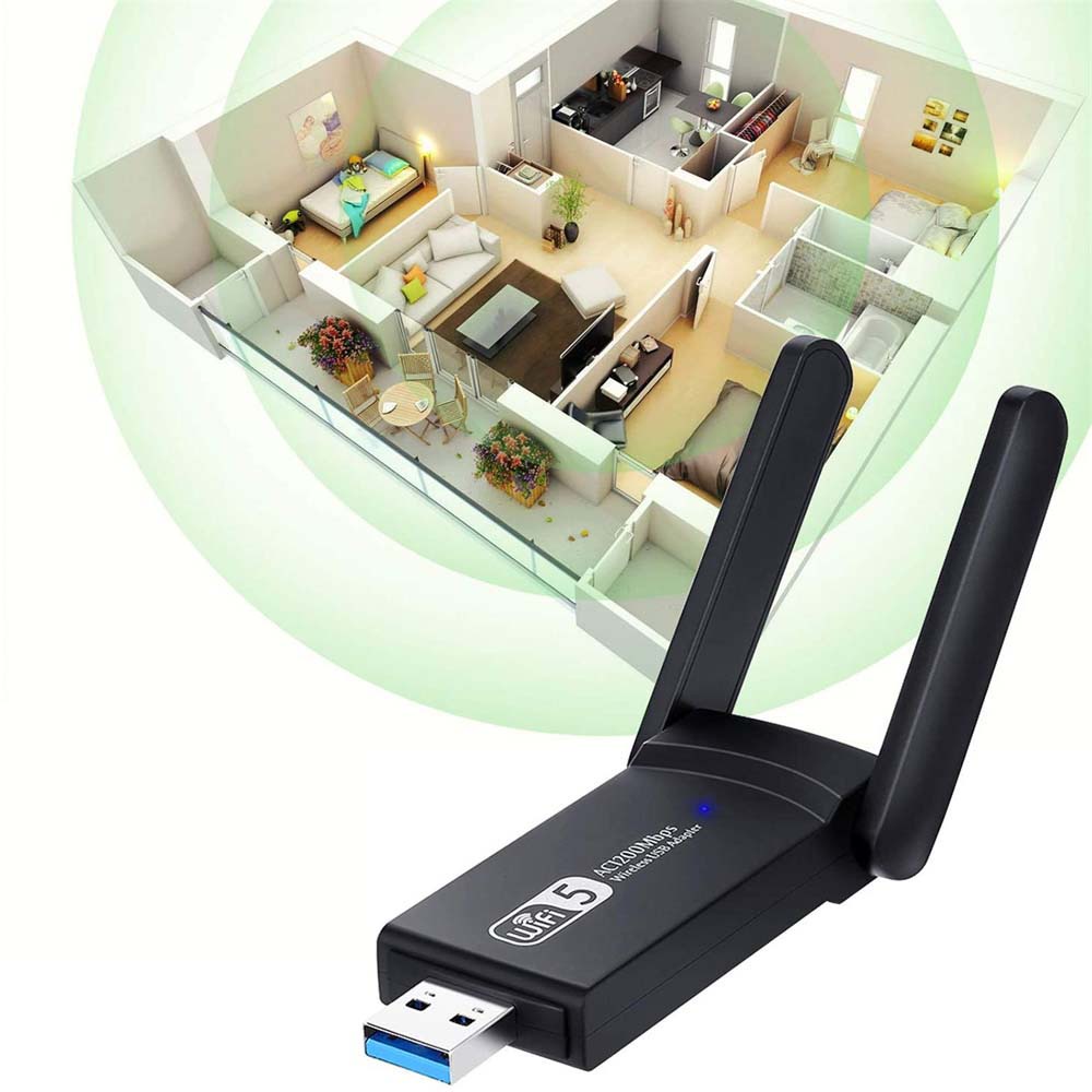 Thẻ Mạng Không Dây USB 1200Mbps 5Ghz Cho Windows Desktop / Laptop / PC