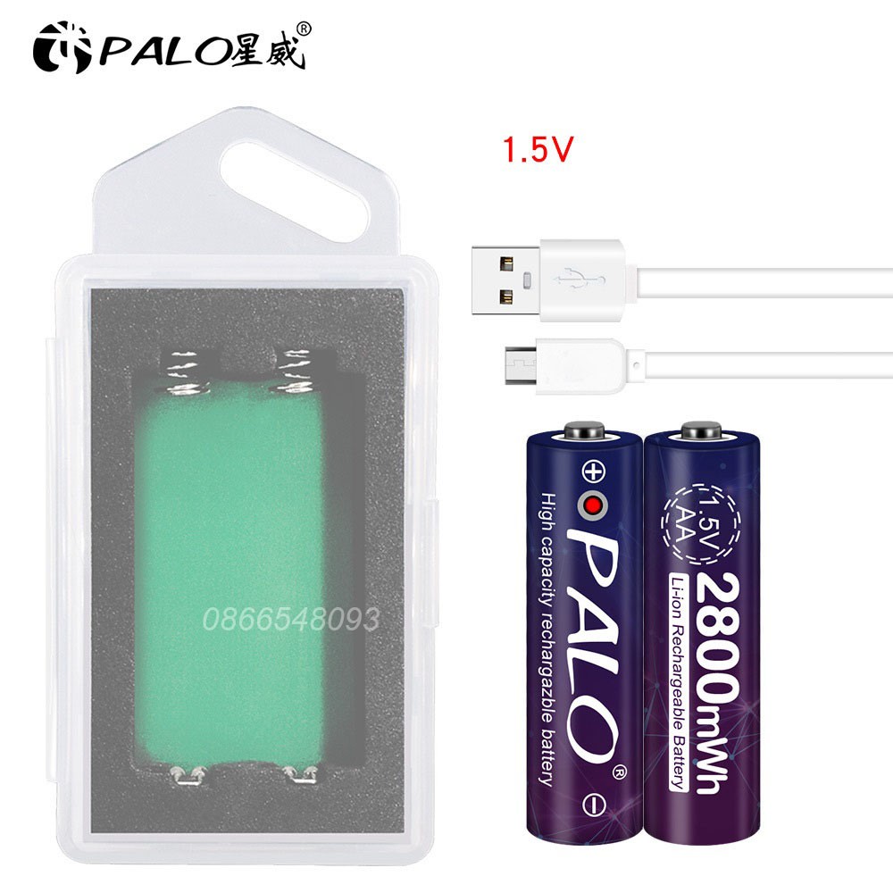 Bộ sạc pin tiểu AA 1,5V PALO Tặng 2 pin sạc AA2800 mAh