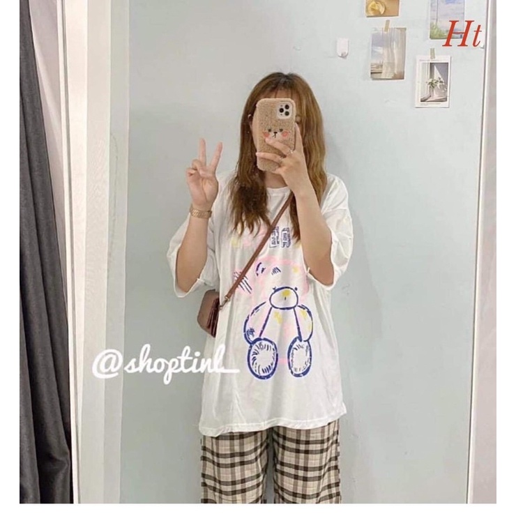 Sét áo gấu ngồi quần kẻ HT11