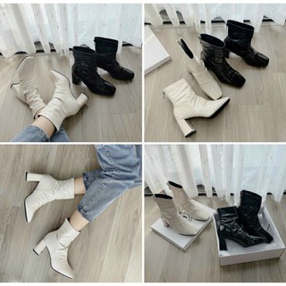 (MỚI & HOT) Bốt nữ gót trụ 7F da bóng fullbox mã LM BOT/F-1