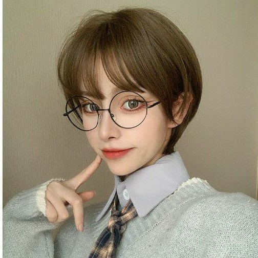 [Sẵn] Wig teen/lolita/cosplay TT002 tomboy màu nâu lưới hoa (tóc giả nguyên đầu ngắn) [Miu Cosplay]