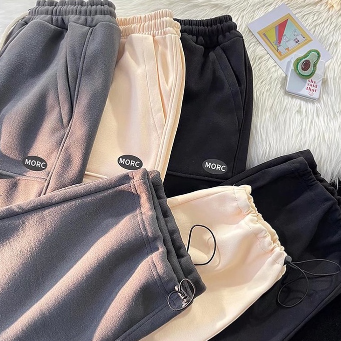 Quần Thể Thao Nhung Ống Rộng Phong Cách Hàn Quốc Cho Nam