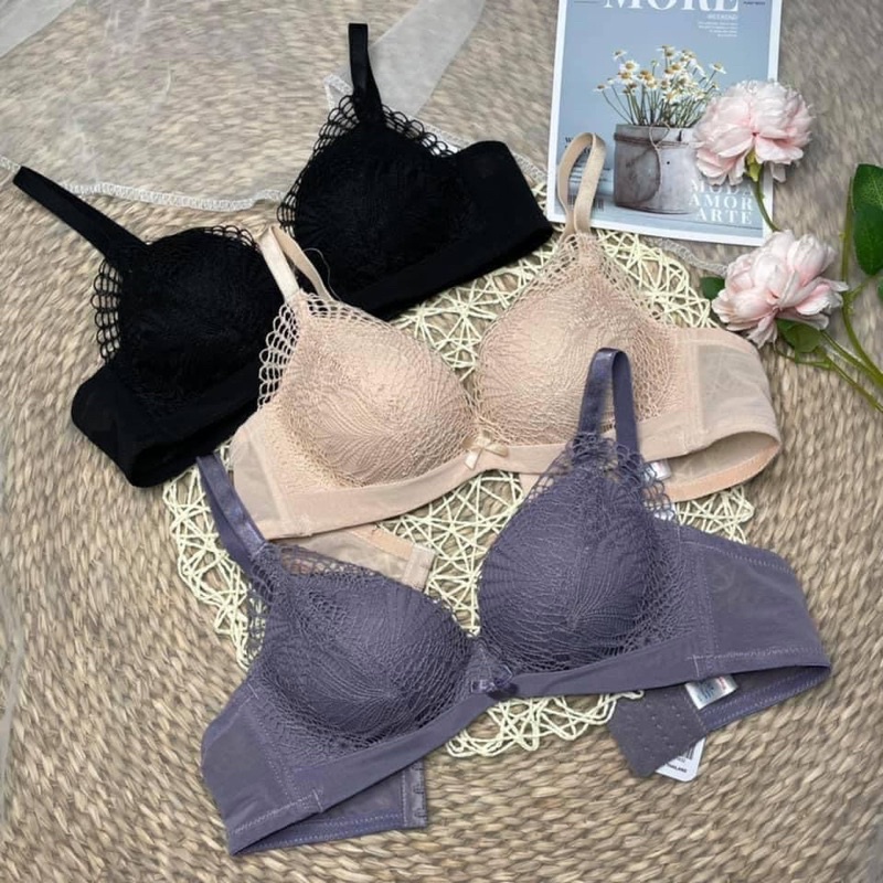 Áo lót nữ ren mềm C.X.G cao cấp, không gọng thoải mái khi mặc, mút đệm bàn tay 3cm ôm nâng đẩy ngực đẹp. Mã ML03