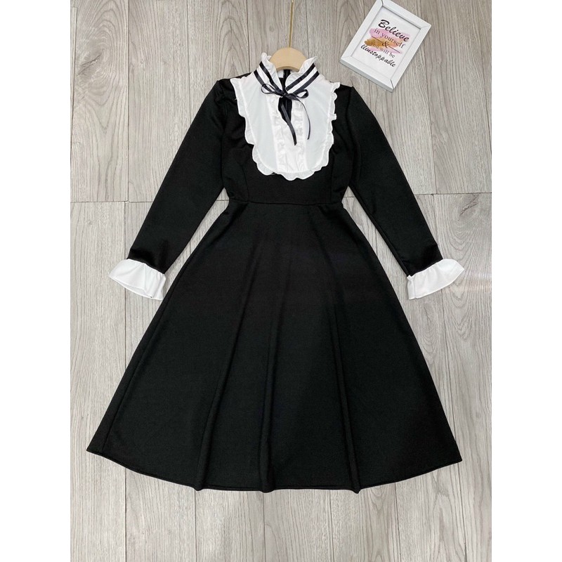 [Hàng chuẩn] Váy Cổ Nơ Viền Bèo Dáng Xoè, Đầm Umi Dáng Xoè Siêu Xinh Có Ảnh Thật Kèm Video | BigBuy360 - bigbuy360.vn