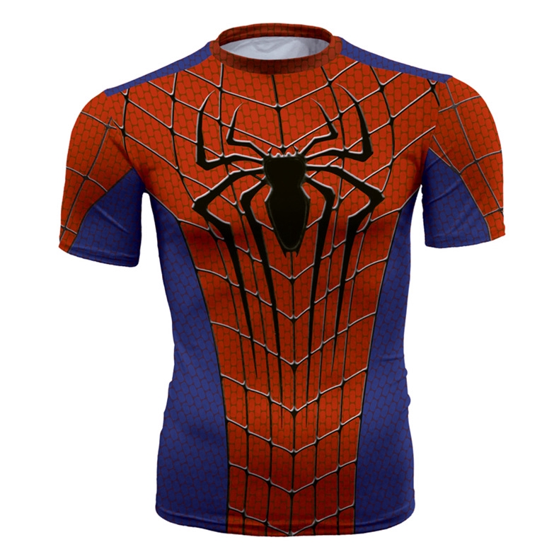 Áo thun in hoạ tiết người nhện 3D ôm sát thể thao cho nam
