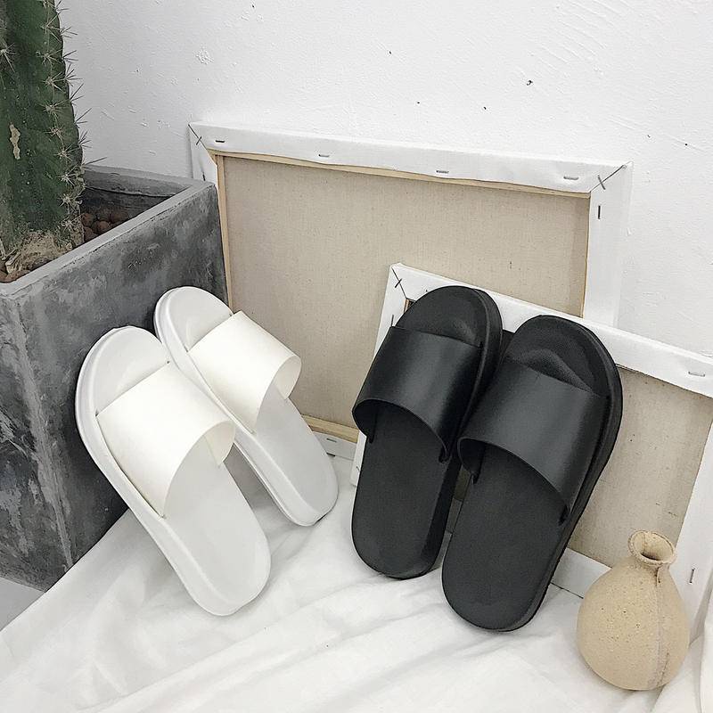 Dép nhựa đi trong nhà màu trơn đế bằng thiết kế đơn giản thời trang mùa hè phong cách hàn quốc cho nữ