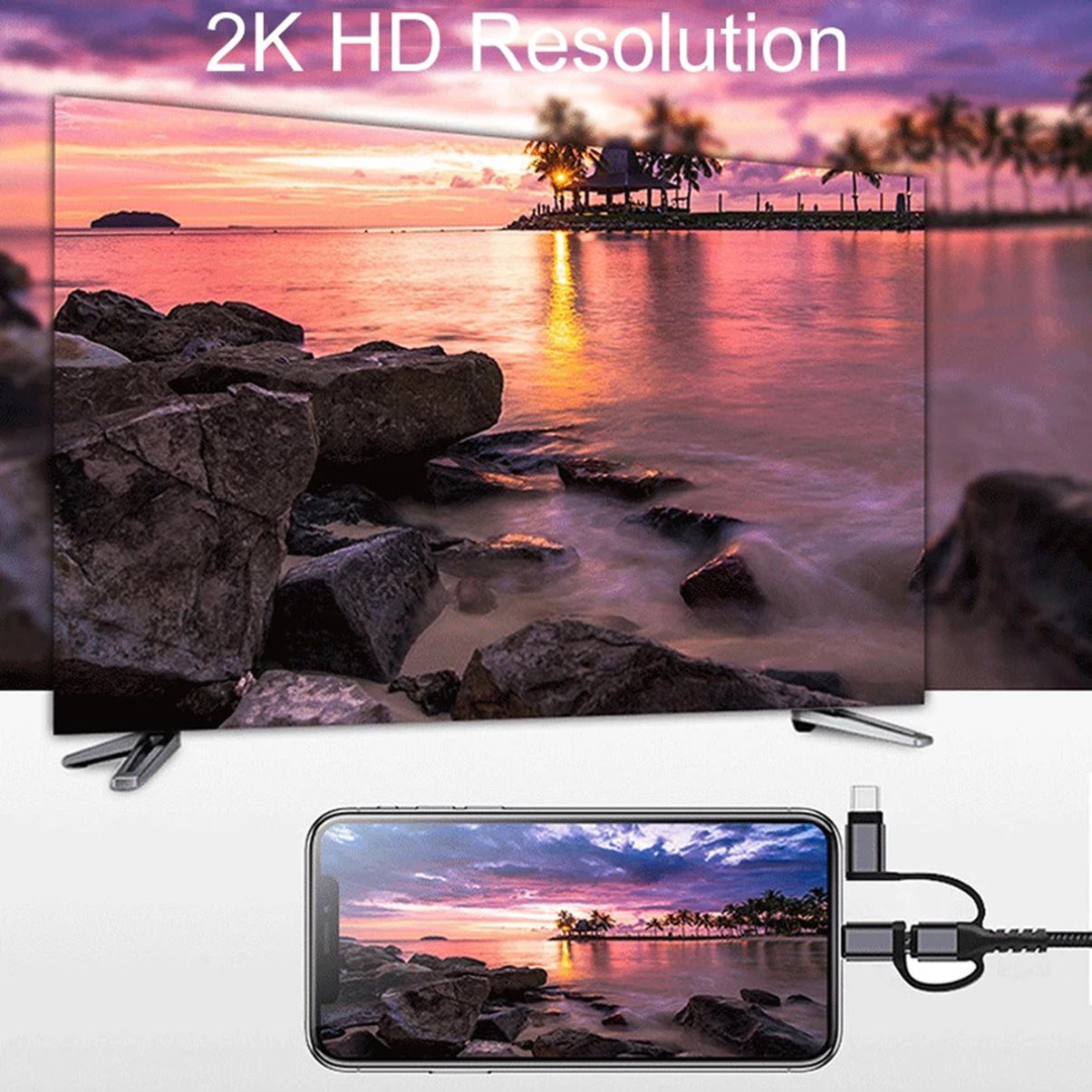 Cáp Chuyển Đổi 2m Điện Thoại Sang Hdmi-Compatible Tv Av 1080p Cho Iphone Ipad | BigBuy360 - bigbuy360.vn