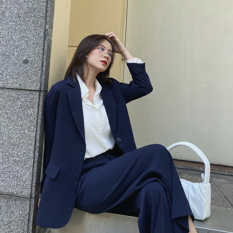 Set đồ sang chảnh hàng thiết kế Huien Design màu xanh than cho nữ hiện đại , trẻ trung | BigBuy360 - bigbuy360.vn