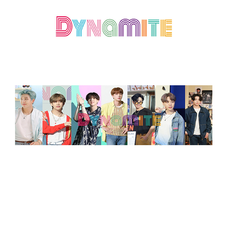 Băng rôn cầm tay in hình album Dynamite của nhóm BTS dùng cho cổ vũ