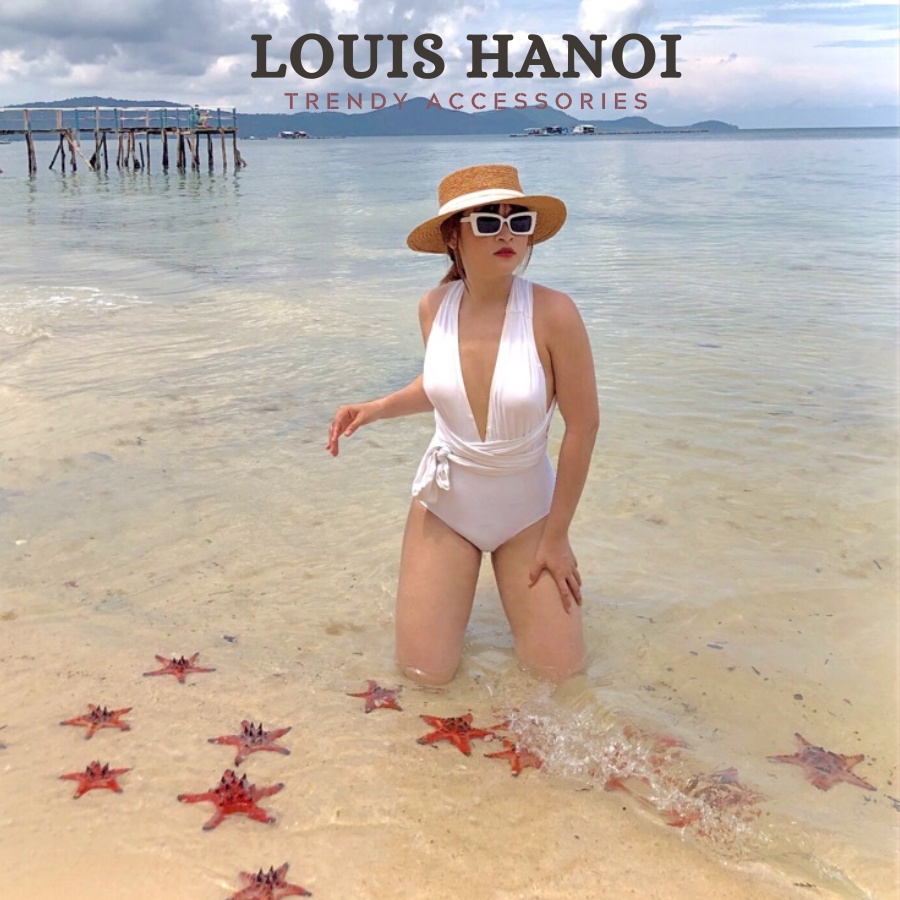 Mũ cói Gaucho cao cấp Louis Hanoi - Nón đi biển chất cói tự nhiên, vành rộng, chuẩn form kiểu dáng Vintage