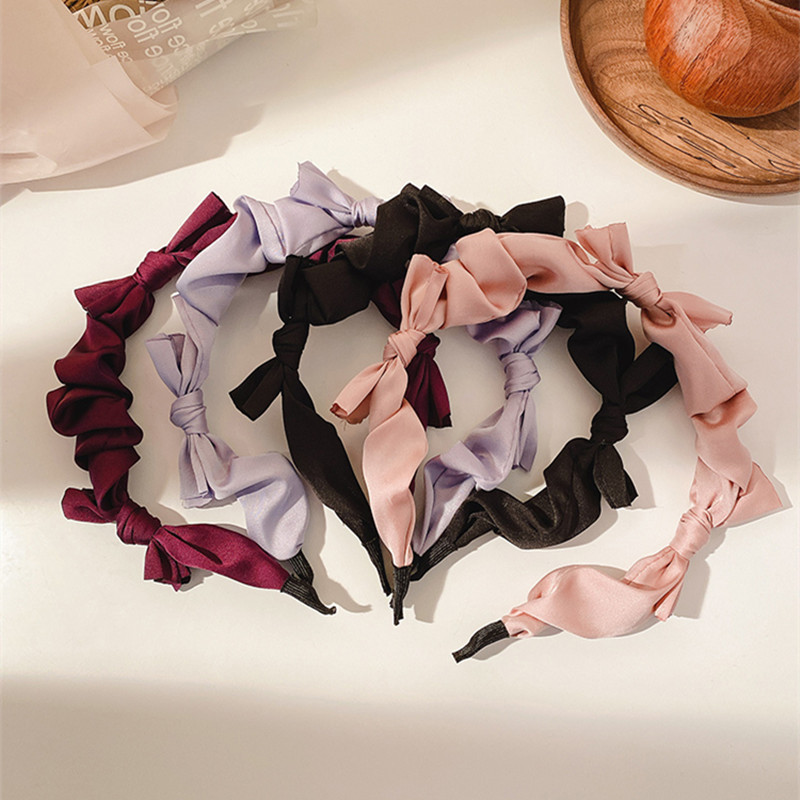 Cài tóc vải satin thắt nơ thời trang vintage thanh lịch