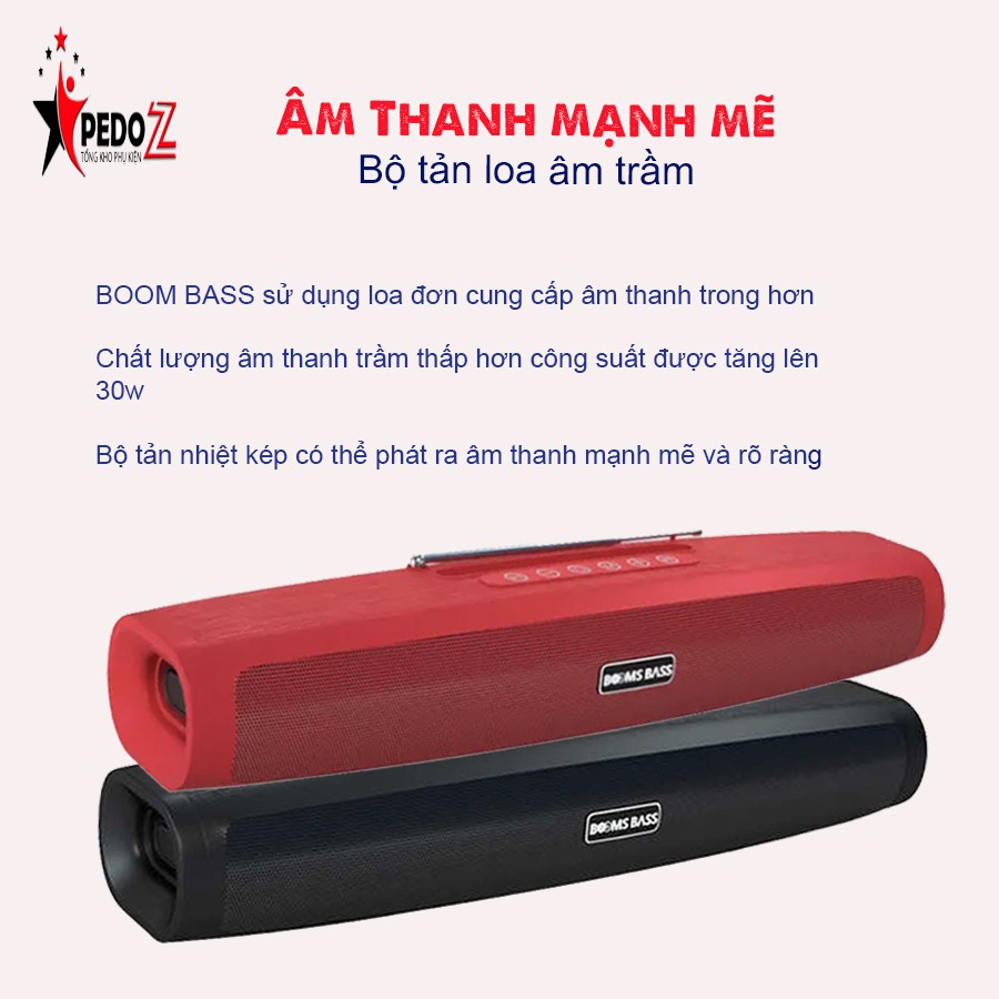 Loa Bluetooth  BOOMS BASS L1 siêu trầm mạnh mẽ - Loa Bluetooth L1 hỗ trợ thẻ nhớ,FM,audio 3.5mm - có quà tặng