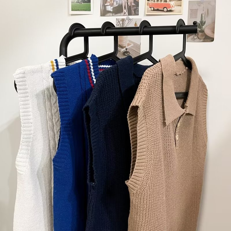 Áo sweater Dệt Kim Không Tay Dáng Rộng Màu Sắc Đơn Giản Cho Nam Giới