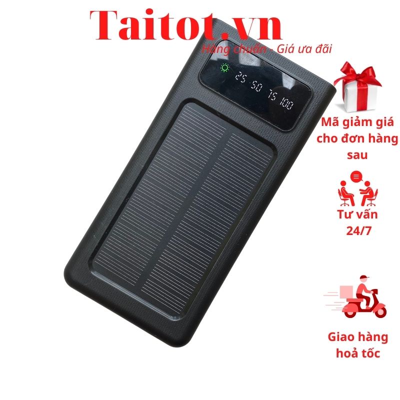 Pin sạc dự phòng G09 năng lượng mặt trời 20000mAh chống nước kèm dây cáp - Taitot