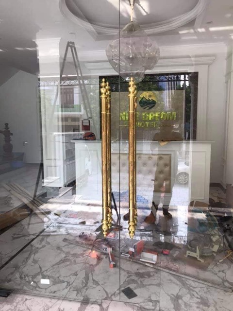 Tay nắm cửa kính-Nhôm- gỗ