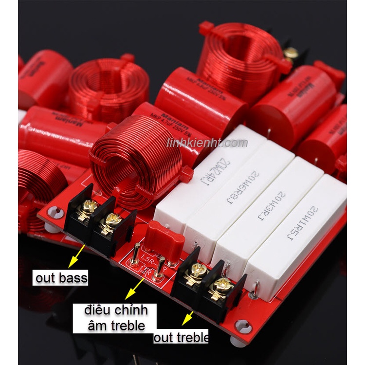 Mạch phân tần loa 2 đường Bass Treble 250W HI-FI chất lượng cao 90x150mm