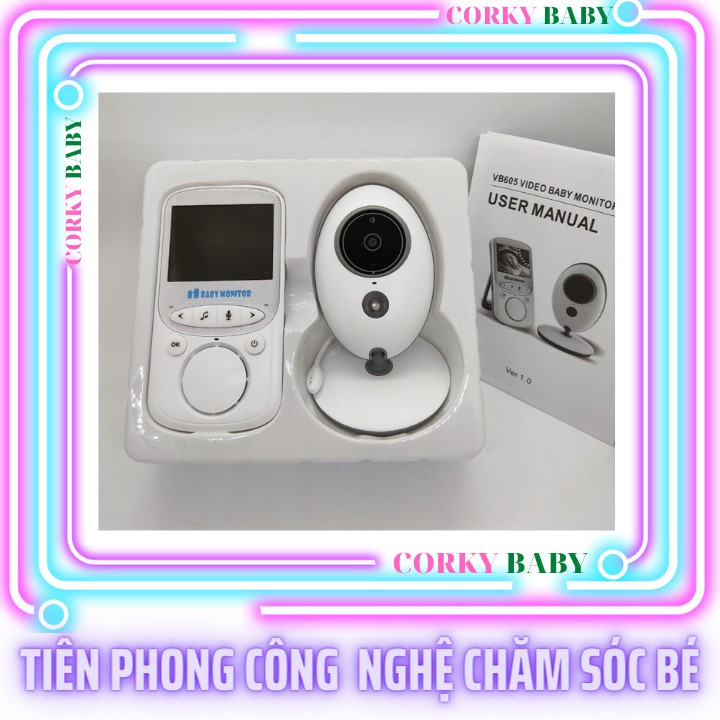 [tặng kèm Nhiệt Ẩm kế] Máy báo khóc Corky Baby mbk03 siêu nét - camera giám sát không dây, tín hiệu bắt xa ổn đinh