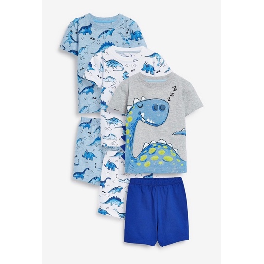 Set 3 bộ short cotton khủng long bé trai