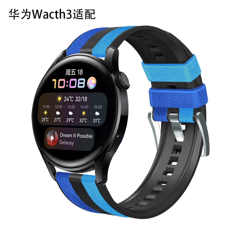 Dây Đeo Đồng Hồ Bằng Da + Silicon 22mm Cho Xiaomi Mi Watch Global / Amazfit Gtr 2 2e 3 Pro