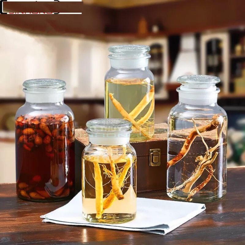 Chai lọ thủy tinh trắng nâu nắp đậy MIỆNG RỘNG 60ml 125ml 250ml 500ml 1000ml đựng thực phẩm, gia vị, ngâm sâm, dược..