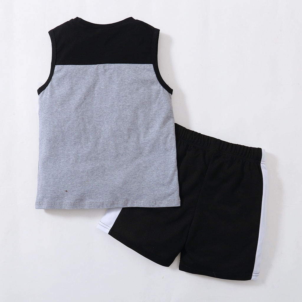 Set đồ thể thao Mikrdoo 2 món gồm áo thun không tay + quần short thời trang mùa hè cho bé trai