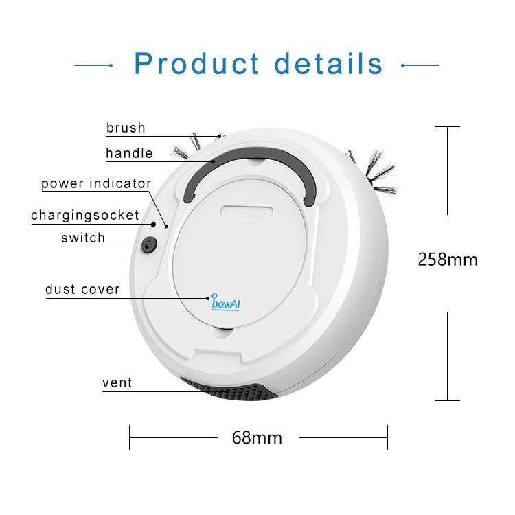 [BH 12 THÁNG] ROBOT Tự Động Lau Dọn Nhà Thông Minh BOWAI Công Nghệ AI Cao Cấp Tự động hút bụi, lau nhà