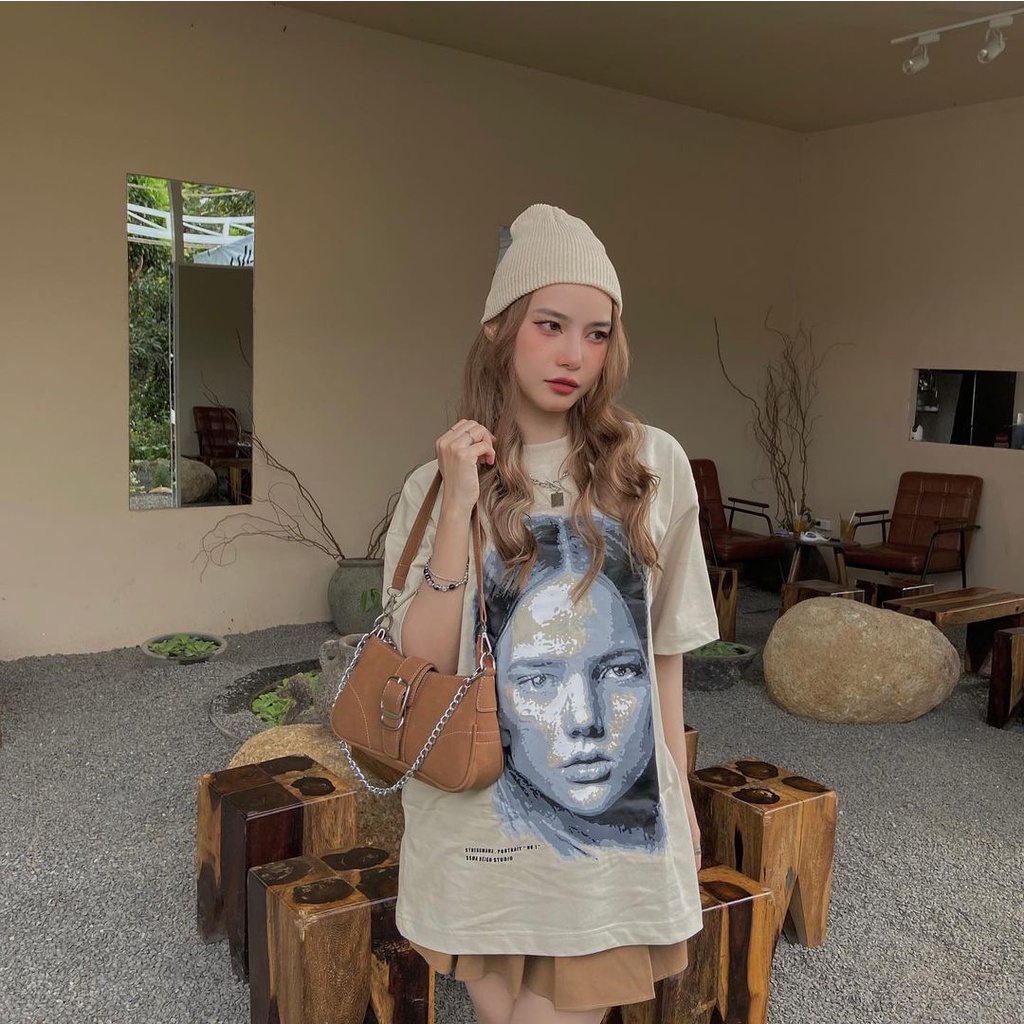 Stressmama Áo Thun Portrait No.1 T-shirt Beige Chất Liệu 100% Cotton vải dày 250GSM in lụa thủ công Local Brand