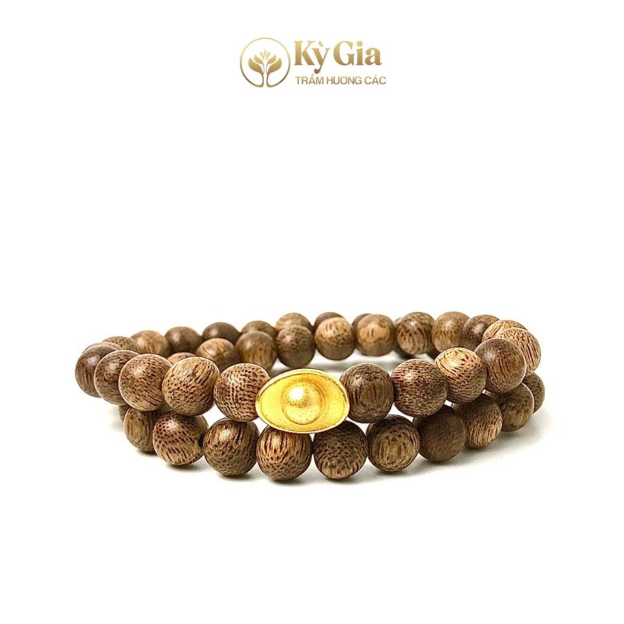 Vòng Trầm Hương Tốc Việt Phối Charm Thỏi Vàng 8 Li 54 Hạt Kỳ Gia Trầm Hương Các- May Mắn- Thịnh Vượng