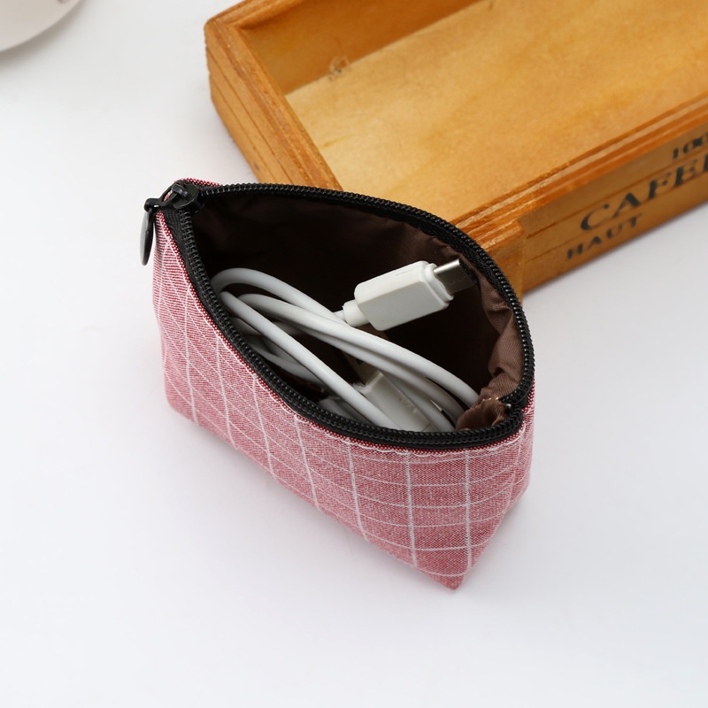 Túi Đựng Tiền Xu / Mỹ Phẩm Mini Bằng Vải Canvas Có Khóa Kéo Dễ Thương Cho Nữ