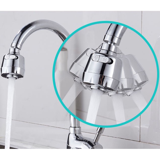 Đầu vòi tăng áp rửa bát điều hướng xoay 360 độ - Đầu Ngắn 3 Chế Độ - Đầu Dài 2 Chế Độ Nước