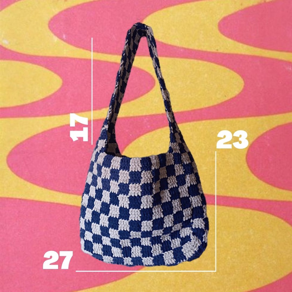 Túi xách handmade mini chất liệu len cotton phối họa tiết caro Gambit Bag