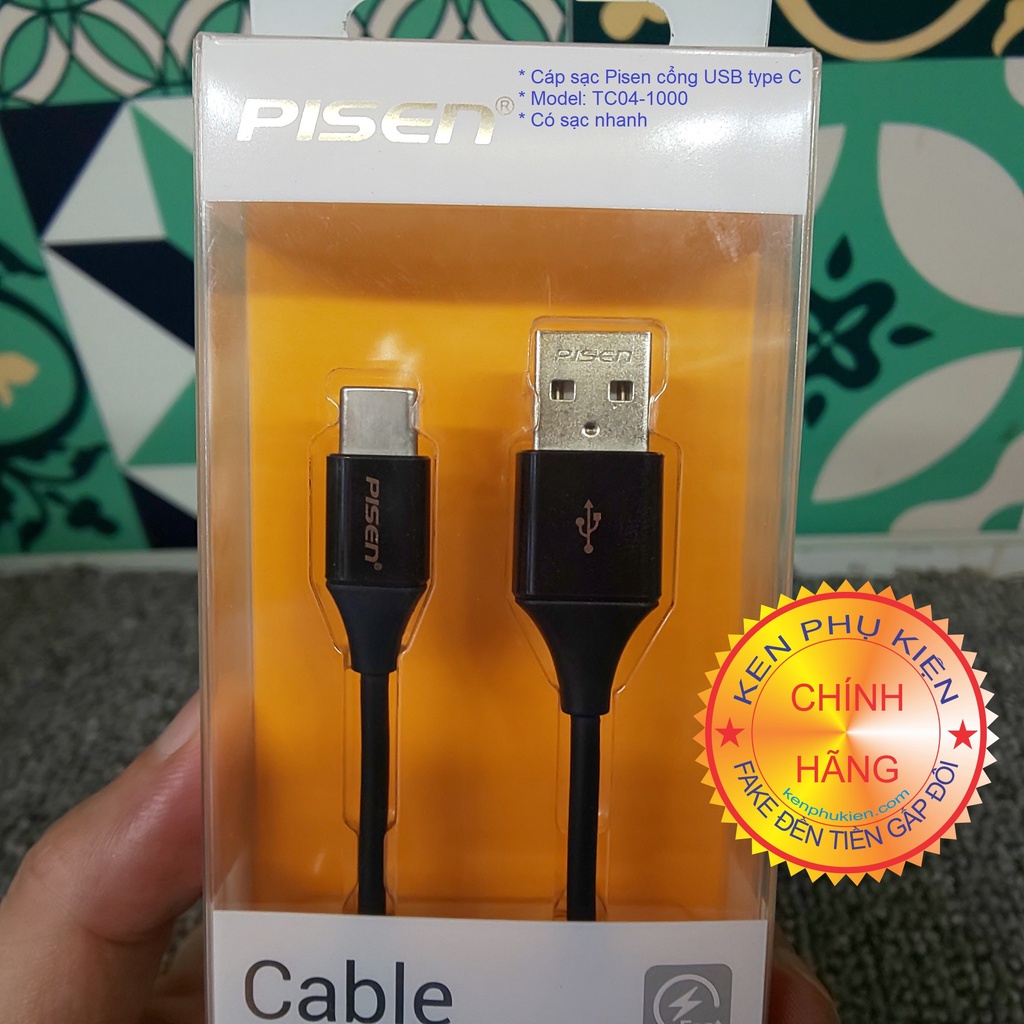 Cáp sạc điện thoại / máy tính bảng cổng USB type C - Pisen chính hãng