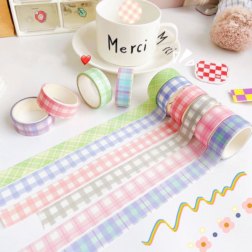 Cuộn Băng Keo Washi Họa Tiết Kẻ Sọc Phong Cách Hàn Quốc Độc Đáo Trang Trí Sổ Tay / Nhật Ký DIY