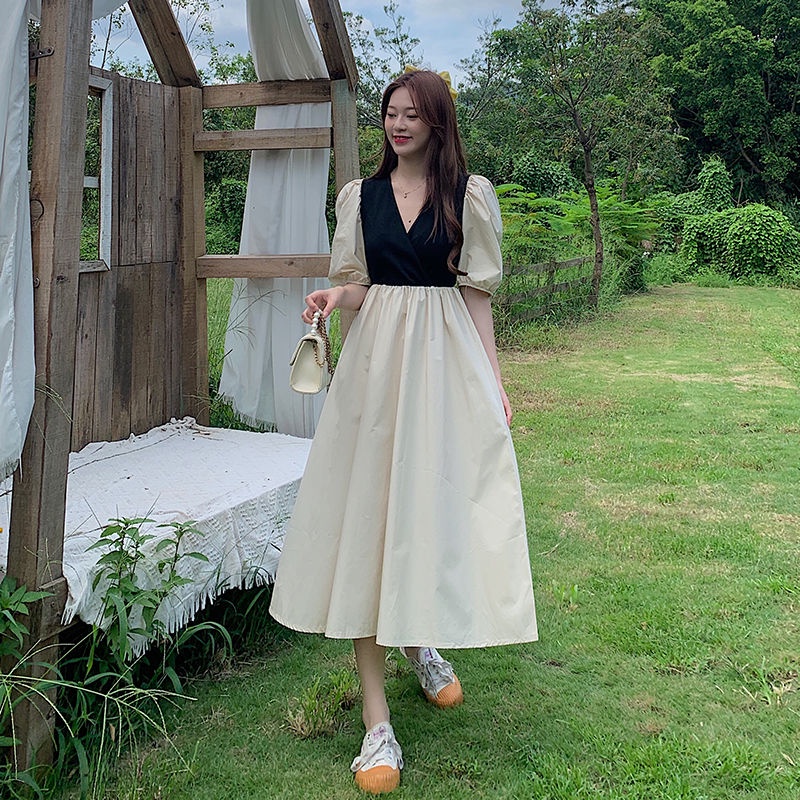 AMOI Đầm Nữ Giả Hai Mảnh Eo Cao Vừa Vặn Thời Trang