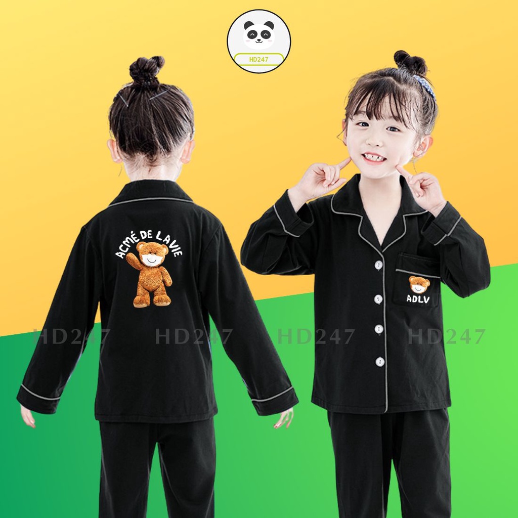 Đồ ngủ cho bé gái pijama mặc nhà mặc ngủ size đại 14 đến 40kg in gấu FIVEBE 0331