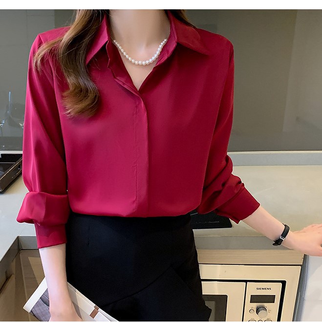 Áo Sơ Mi Nữ Công Sở Màu Đỏ Đô Cổ Đức CHIPY Kiểu Hàn Quốc Vintage Ulzzang Form Rộng Dài Tay Đẹp Chất Lụa Cao Cấp A2D | BigBuy360 - bigbuy360.vn