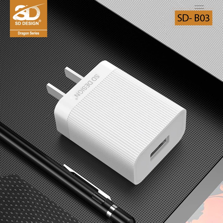 Củ sạc SD DESIGN B03 chính hãng sạc nhanh cho các dòng điện thoại Iphone, samsung, oppo,... bảo hành 12 tháng