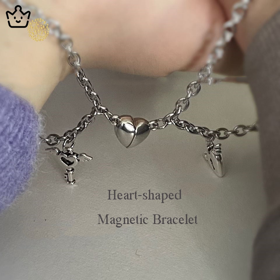 Vòng Tay Thép Titan Khoá Nam Châm Hình Trái Tim Cho Cặp Đôi JP6