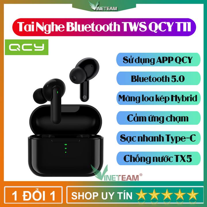 Tai nghe Bluetooth QCY T11 - 4 micro siêu đàm thoại - Bluetooth 5.0 TWS True Wireless - chống nước, mồ hôi IPX5 -dc4478