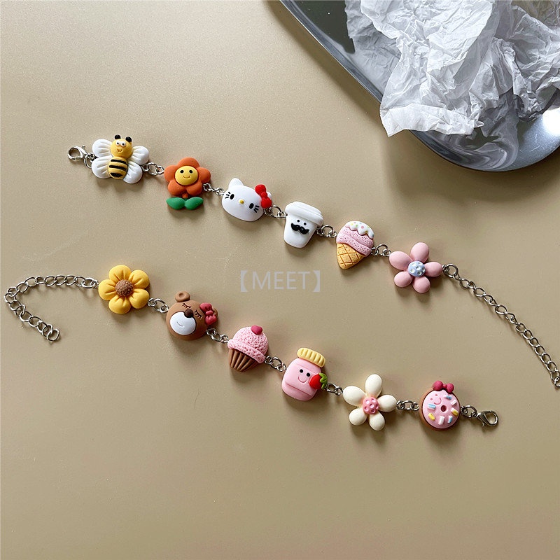 1 Vòng Tay Resin Họa Tiết Thức Ăn Hoạt Hình 3D DIY Dành Cho Cặp Đôi