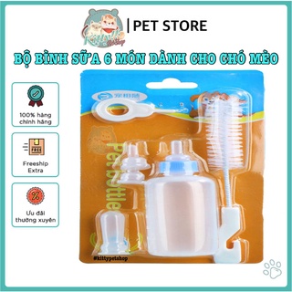 Bộ bình sữa 6 món dành cho chó mèo, phụ kiện thú cưng, bình bú sữa bền đẹp, giá rẻ - Kitty Pet Shop BMT