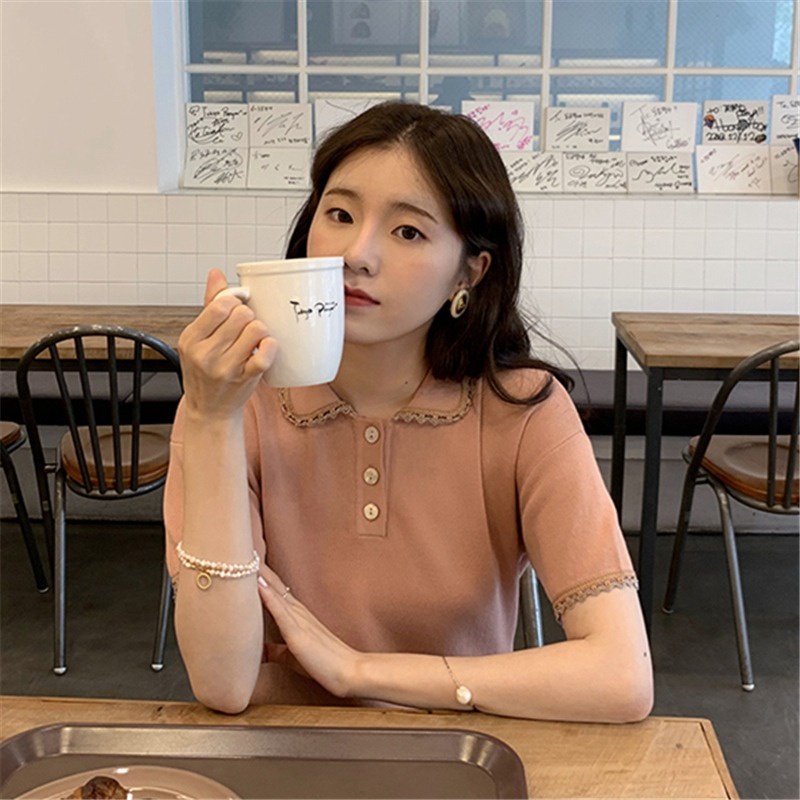 Đầm dệt kim ZHELIHANGFEI dáng suông tay cộc mùa hè phong cách Hong Kong thời trang 2022 mới