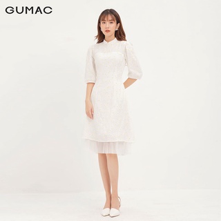 Đầm nữ phối tùng dập ly GUMAC DA12134