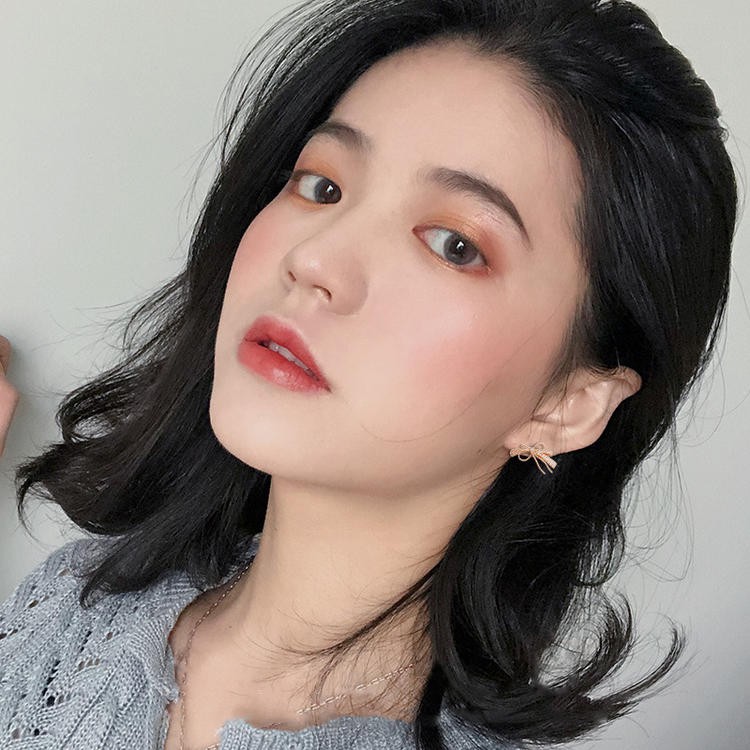 Khuyên tai kẹp không bấm lỗ chốt cố định K147 bằng hợp kim mạ vàng hình nơ đính đá dáng ngắn Leous Accessories