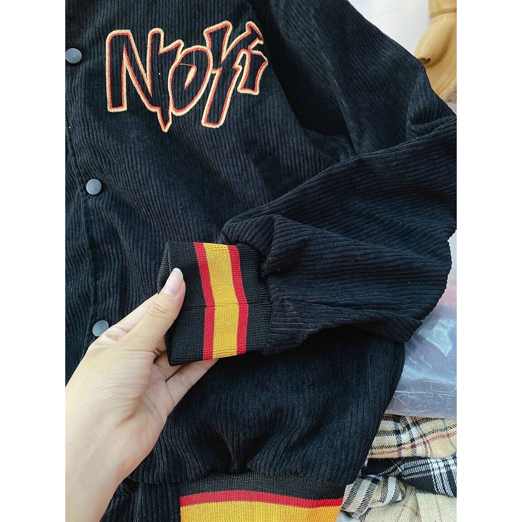 Áo Bomber Nhung gân thêu NOR cá tính mạnh - Form rộng Unisex Nam Nữ Couple | BigBuy360 - bigbuy360.vn
